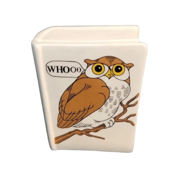 Vintage Fitz And Floyd Owl Book Shaped Trinket Box Graduation Gift - Picture 7 of 7